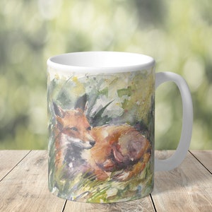 FOX MUG-fox design cup-wildlife mug-Fox British Art Mug-Birthday gift Mum Dad-gift him-Christmas Nanna Animal lover-Naomi Neale image 2