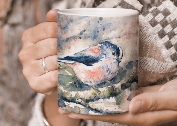 Long Tailed Tit Bird mug-Mothers day gift-British Art Mug-Birthday gift Mum-gift for him-Father day gift-Naomi Neale Art