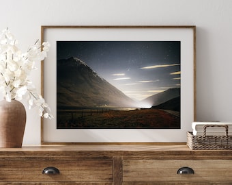 Glencoe print | Scenic Print of the Scottish Highlands - Wall Art - Scottish art - Scotland print - Night photography