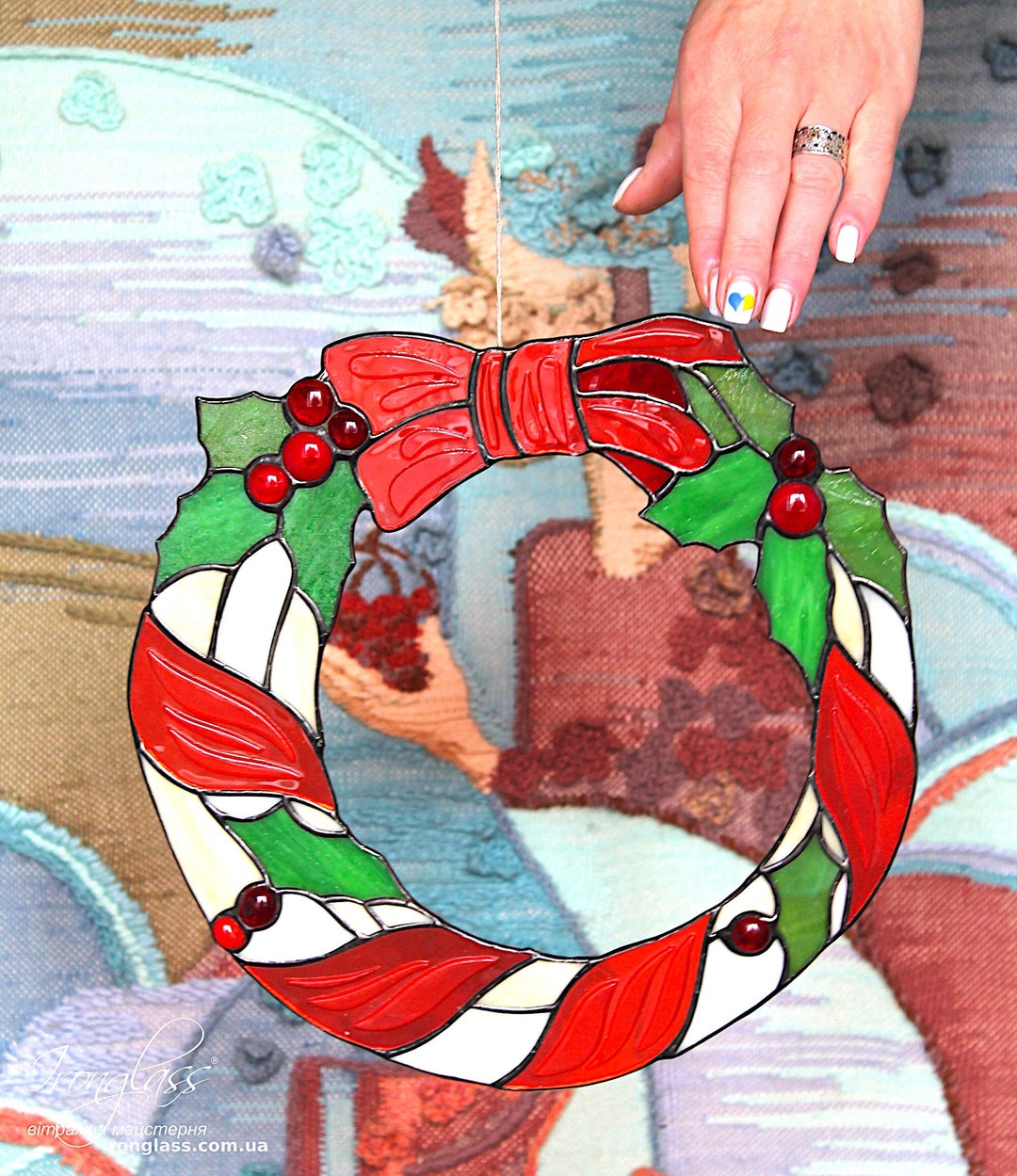 Stained Glass Wreath New Year's Wreath Christmas Wreath Etsy