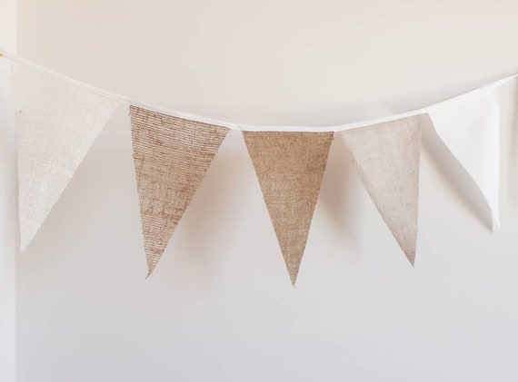 Sample Of Natural Wedding Banner Cotton Fabric Decor Burlap Flag Pennant Linen Rustic Party Garland White Bachelorette Bunting Textile