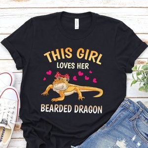 Funny Bearded Dragon Shirt, Girl Love Her Lizard Tank Top, Pet Lover Crop Tee, Lizard Owner T Shirts Outfit Gifts Cute Reptile Party Present