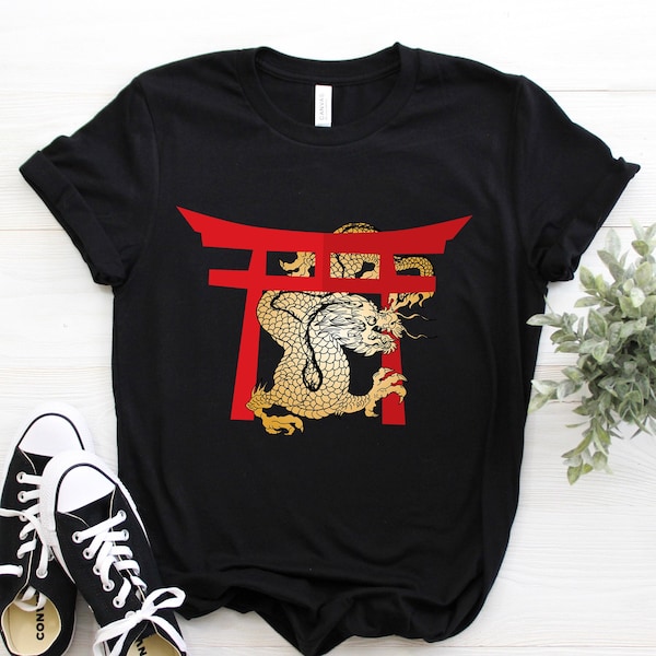 Chinese Dragon Shirt, Golden Symbols Tank Top, East Asia Culture Crop Tee, Dragon Writing Shirts, Fire Claw Gifts Martial Arts Party Present