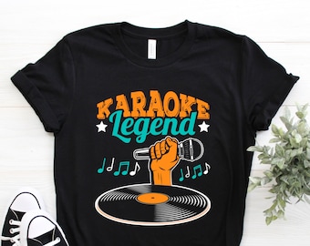 Cool Karaoke Legend Singing Lover Funny Singer Music Fan T-shirt, Microphone Vocalist Song Lyrics Karaoke Bar Gift Party Present Shirt