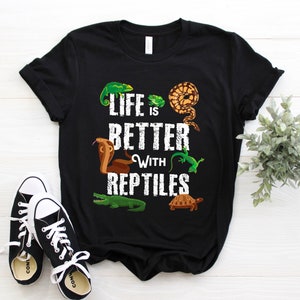 Reptiles T-shirt, Lizard Pet Lover Gift Tshirt, Reptile Pets Fan Shirt, Iguana Chameleon Turtle Snake Frog Birthday Party Present Tee Shirts
