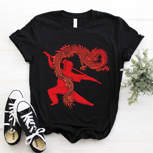 Chinese Dragon Shirt, Golden Symbols Tank Top, East Asia Culture Crop Tee, Dragon Writing Shirts, Fire Claw Gifts Martial Arts Party Present