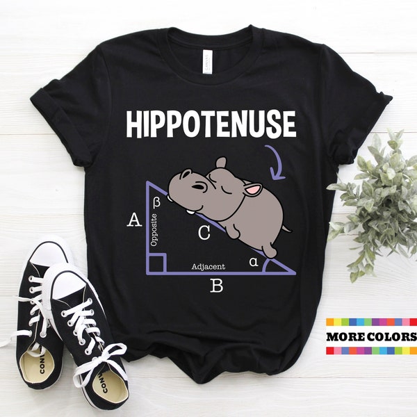 Funny Hippo T-Shirt Cool Hypotenuse Math Formula Shirt Funny Hippopotamus Lover Costume Gift Pythagorean Theorem Birthday Present Tee Shirts