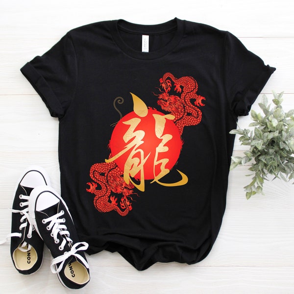 Chinese Dragon Shirt, Golden Symbols Tank Top, East Asia Culture Crop Tee, Dragon Writing Shirts, Fire Claw Gifts Martial Arts Party Present