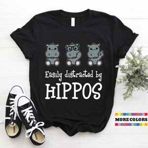 Leicht abgelenkt von Nilpferden T-Shirt, Cooles Nilpferd Shirt Nilpferd Zoo Tier Liebhaber Kostüm Geschenk Afrikanische Tiere Geburtstagsgeschenk T-Shirts