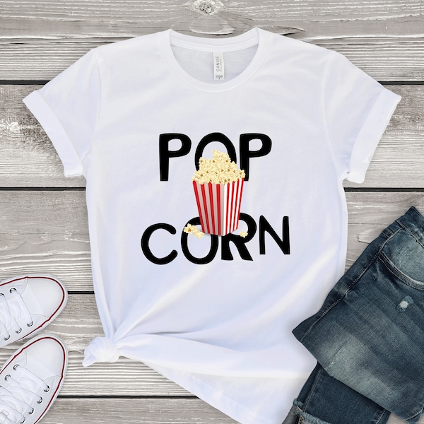 Popcorn Movie Snack Shirt, Funny Joke Tank Top, Movie Lover Crop Tee, Foodie Pop Corn T Shirts, Junk Food Gifts, Fun Cinema Party Present