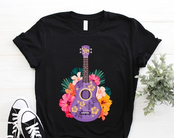 Ukulele Music Instrument Fan T-shirt, Vintage Musician Hawaiian Uke Lover Birthday Gift Tshirt Mini Guitar Player Teacher Present Tee Shirts
