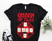 Cool Mahjong Tile Shirt, Chinese Game Tank Top, East Asia Crop Tee, Dragon Writing Shirts, Golden Magical Gifts, Tournaments Party Present