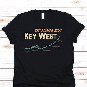 Key West Map Shirt, Florida Keys Islands Beach Vacation Tank Top, Ocean Lover Crop Tee Summer Rainbow T Shirts, Vacation Gifts Party Present