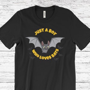 Just A Boy Who Loves Bats T-shirt, Cool Spooky Bat Lover Birthday Gift Tshirt, Vintage Nocturnal Animals Fan Party Present Youth Tee Shirts