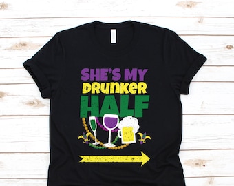 Funny Mardi Gras Carnival Lover T-shirt, New Orleans Beads Parade Birthday Gift Tshirt Couple Matching Nola Costume Party Present Tee Shirts