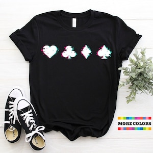 クールなポーカー愛好家Tシャツ、レトロカードゲーム誕生日ギフト、ラッキーカジノ勝者ギャンブルゲームTシャツエースキングクイーンパーティープレゼントTシャツ