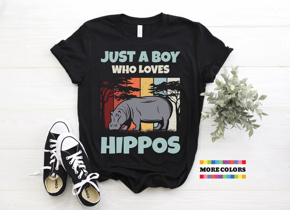Just A Boy Who Loves Hippos T-Shirt Funny Hippo Tee Just A Boy Who Loves Hippos T-Shirt Funny Hippo Tee