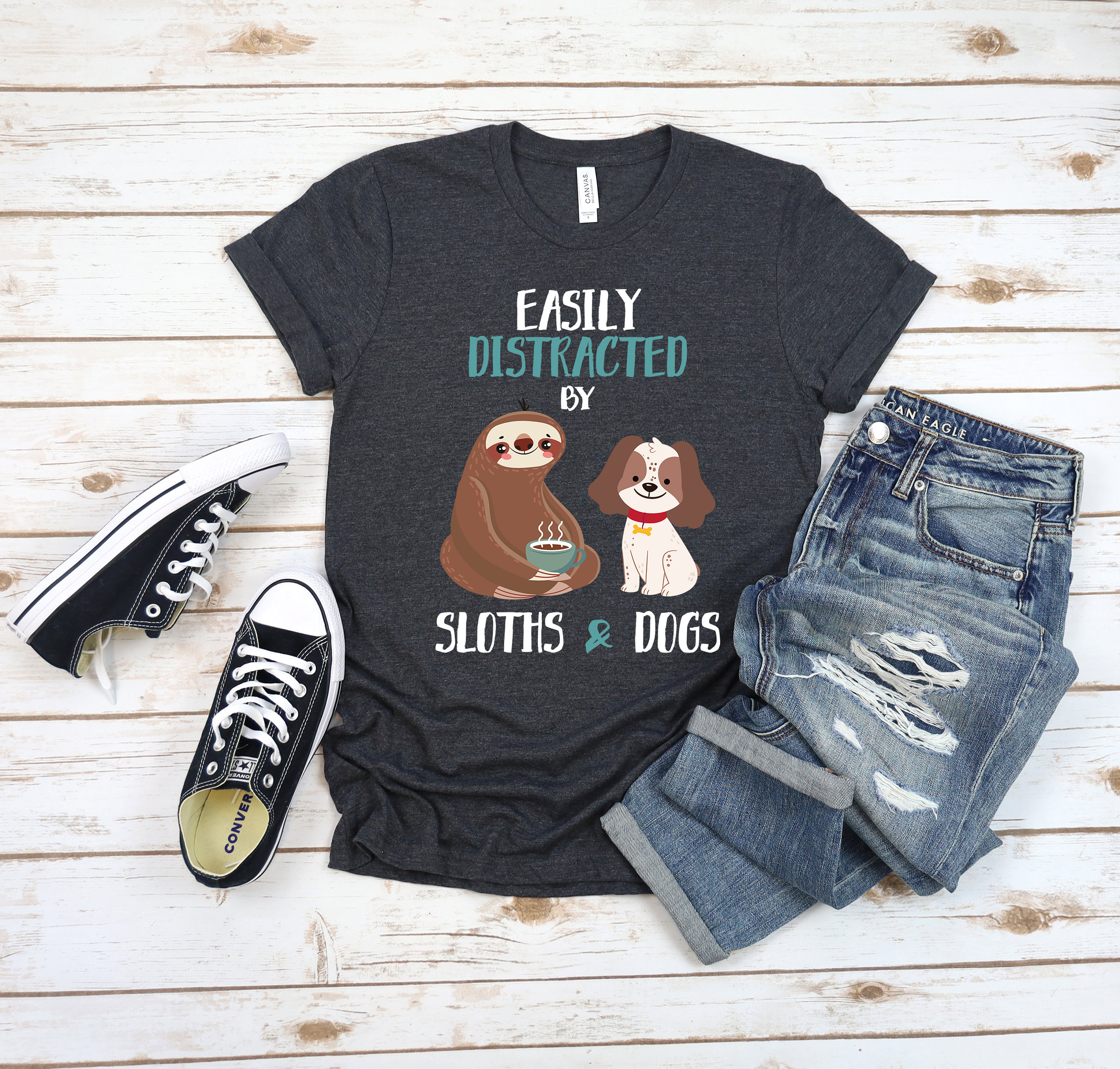 Discover Funny Sloth Lover Shirt, Dog Owner Tank Top, Cool Baby Sloth Crop Tee, Cute Spirit Animal Shirts