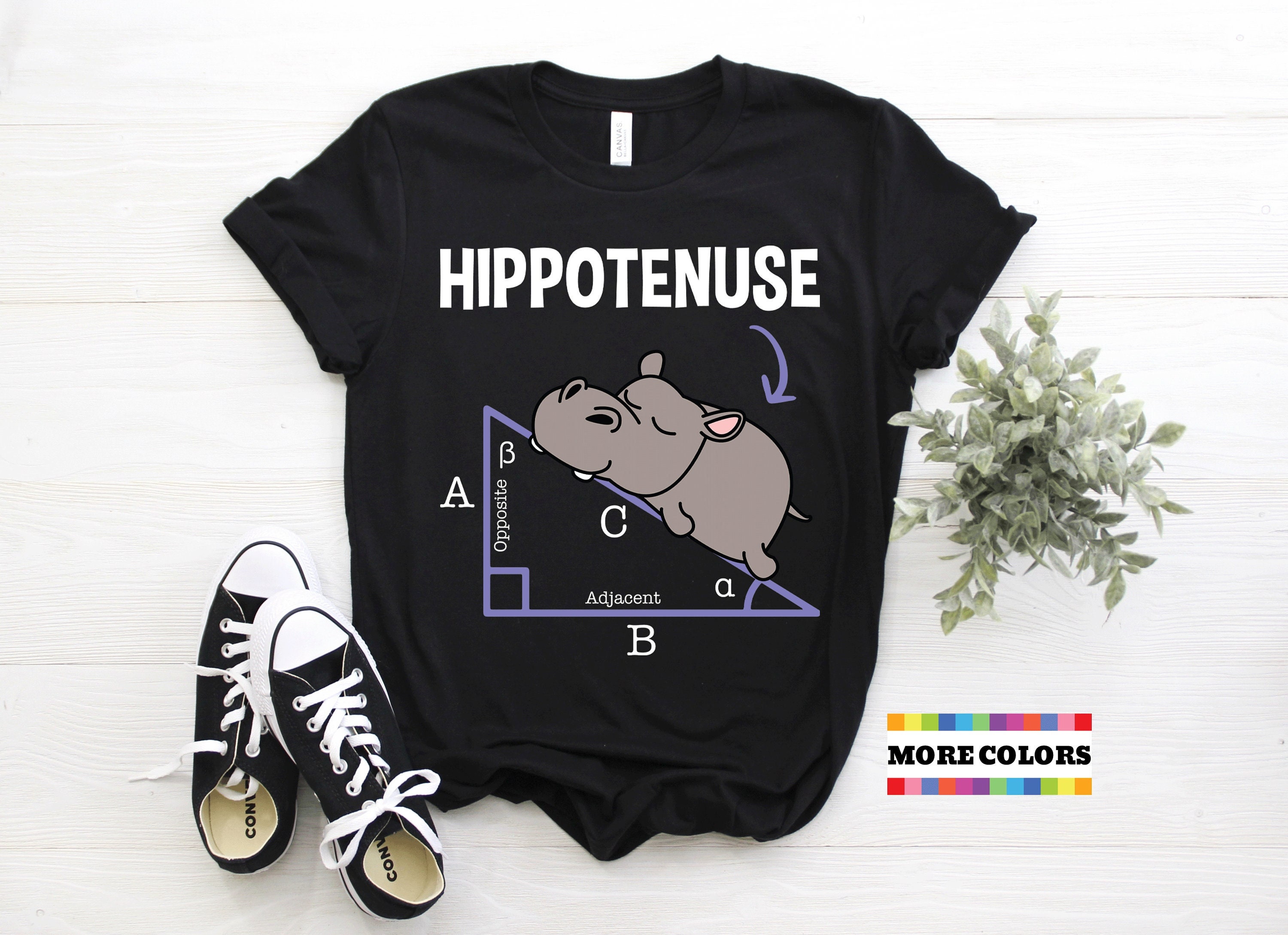 Grappige nijlpaard T-shirt cool hypotenusa wiskunde formule shirt grappig nijlpaard minnaar kostuum cadeau stelling van Pythagoras verjaardagscadeau Tee Shirts