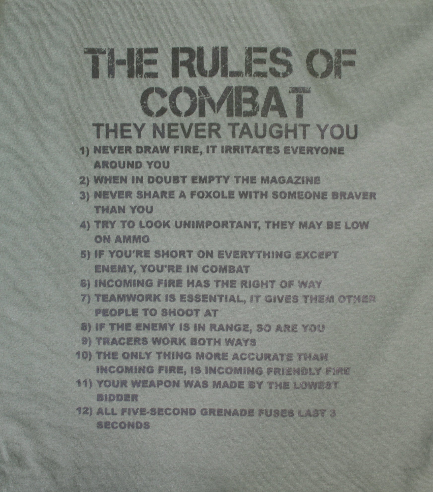 Rules of Combat Exclusive Printed TShirt Army Military Etsy