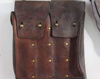 Genuine Surplus French Army IndoChina War Leather Pouch Side Bag (3478)