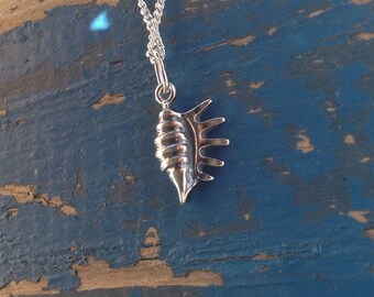 Conch Sea Shell Sterling Silver Necklace with Sterling Silver Chain and Grey Gift Box,End of Year Gift,Quick Postage