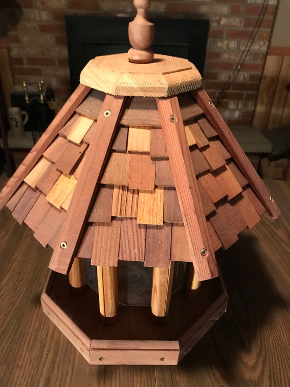 Large Wooden Bird Feeder Gazebo Style 100 Western Cedar Etsy