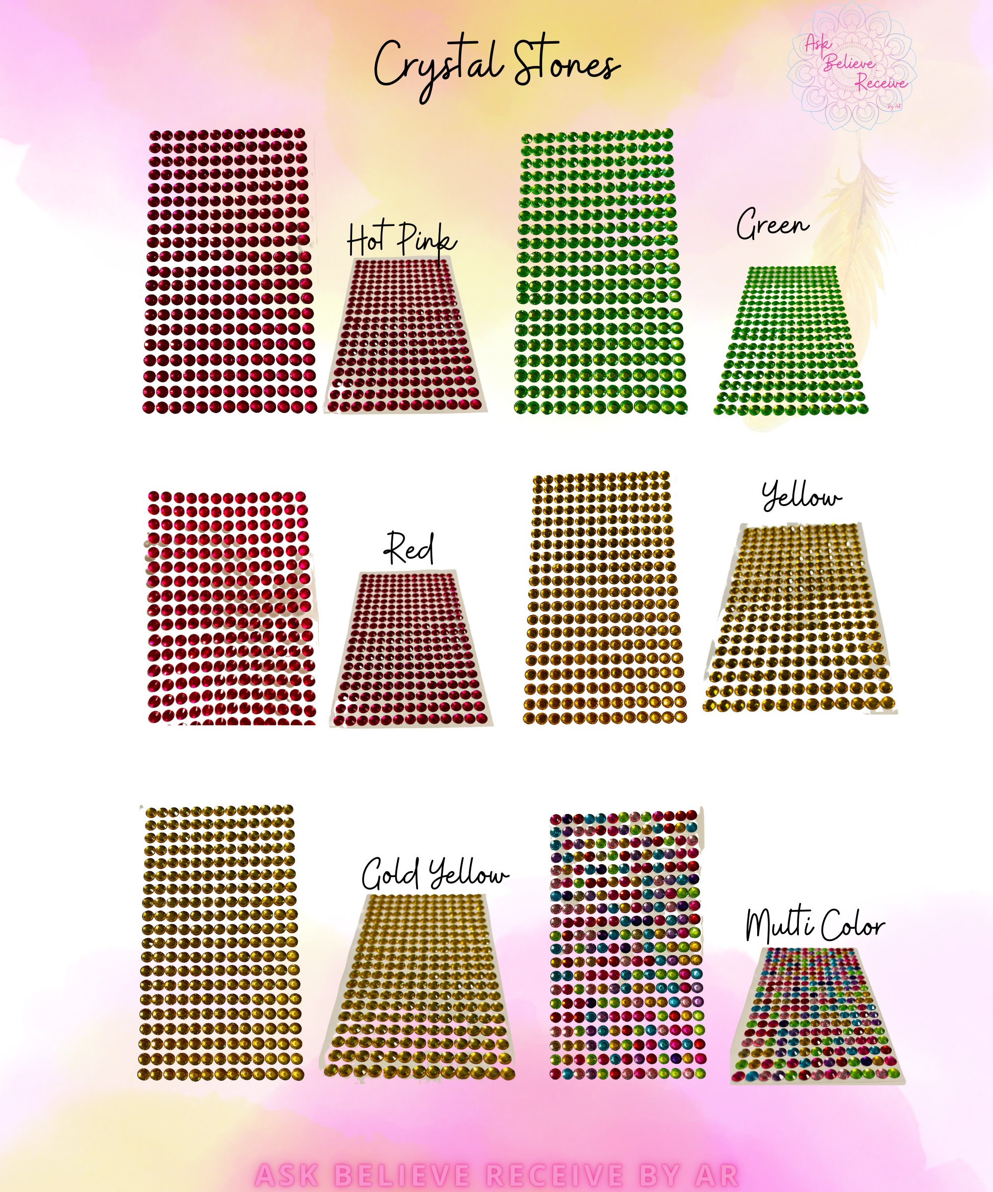 Crystal Rhinestones Sticker Sheets / Bling Rhinestone Stickers Sheet ...