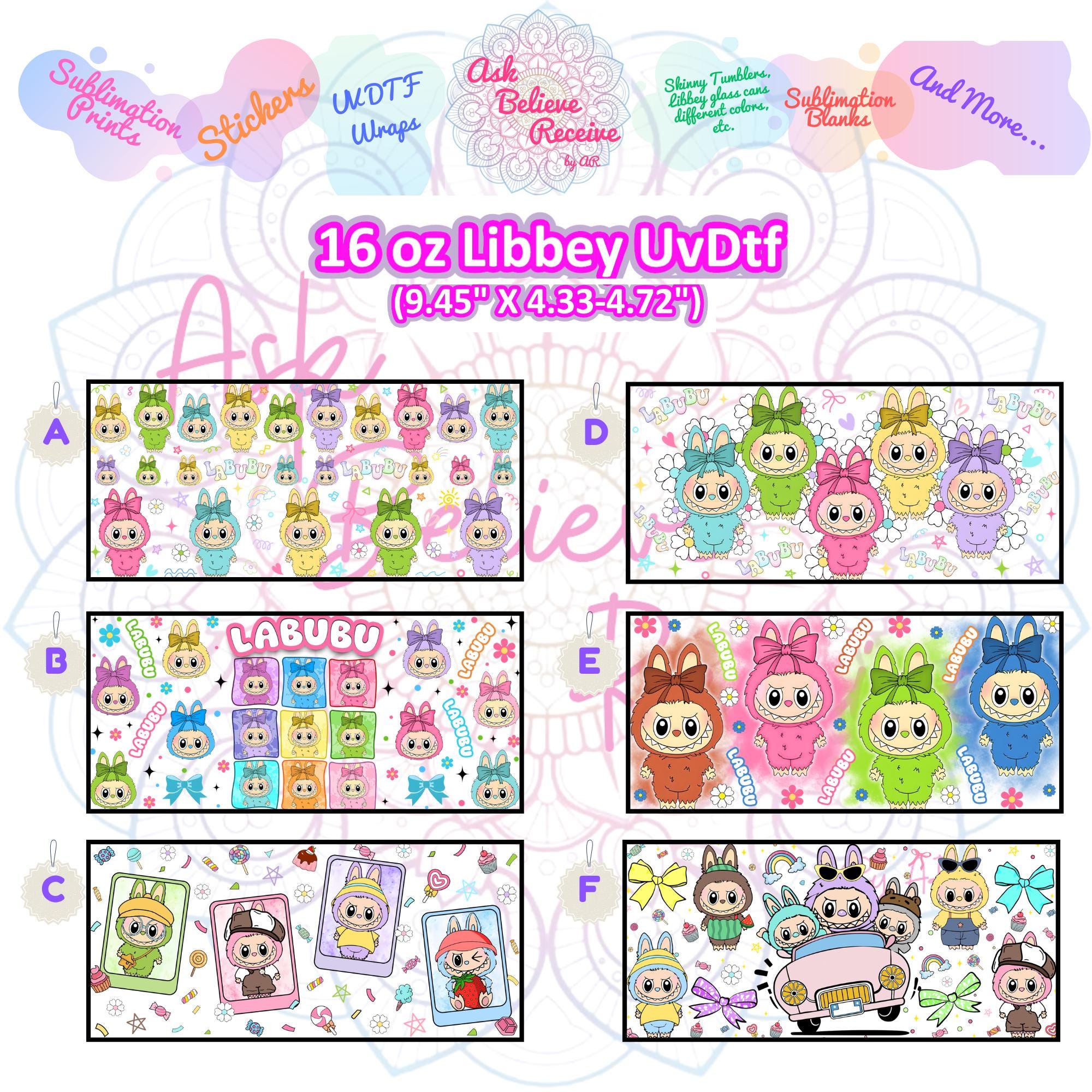 Labu Us UVDTF 16oz Wrap Labu Bo, Full Color Transfers, Waterproof, Ready to ...