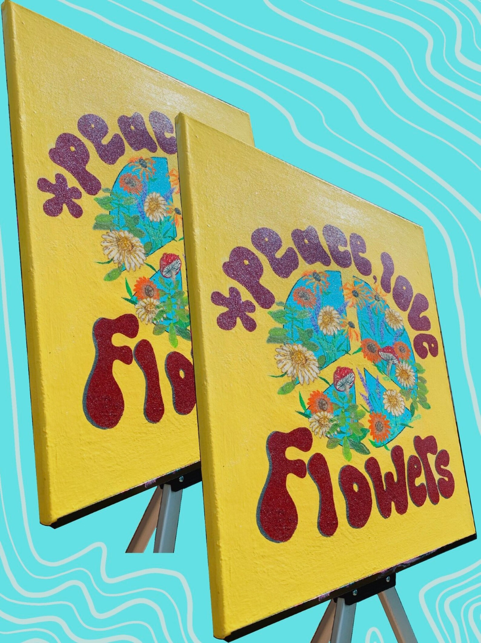 Groovy Vintage Style Canvas Decor Wall Painting Etsy