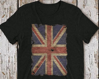British t-shirt - union jack t shirt - patriotic shirts - cool vintage shirts - Britain- flag of Great Britain