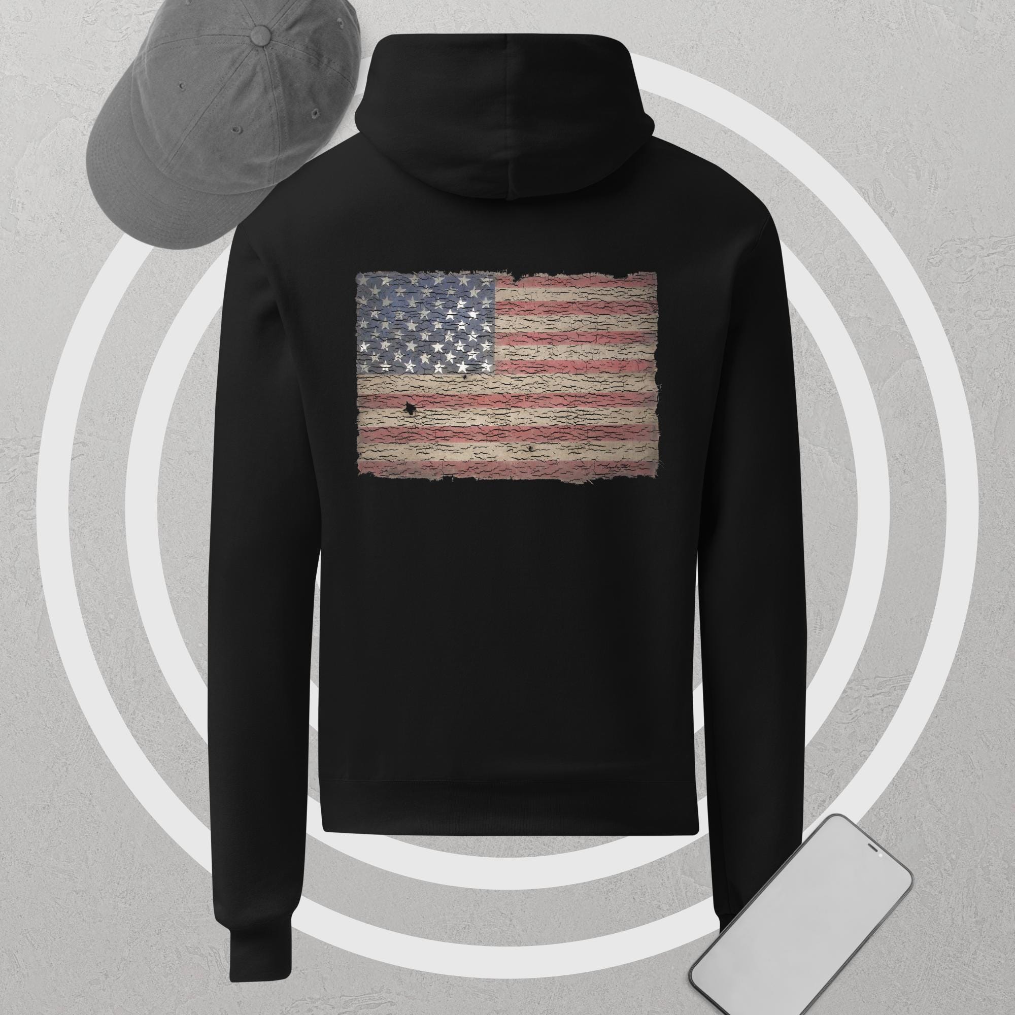 Unisex Champion hoodie -American flag hoodie- cool vintage hoodie
