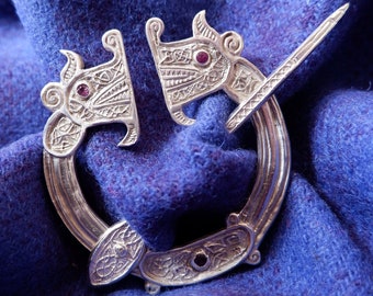 Large Pictish Penninular Brooch - St Ninians Isle Dragon in silver or bronze