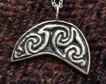 Pictish Crescent Moon in Sterling Silver- Based on a Symbol from a St Vigeans Stone