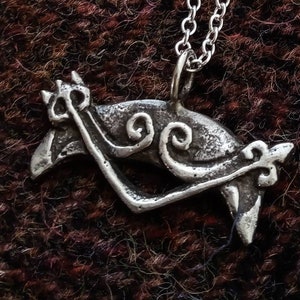 Pictish V-Rod and Crescent Pendant in Sterling Silver Based on the Clynemilton Symbol Stone