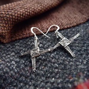 St Brigid&#39;s Cross Earrings in Sterling Silver made in Scotland