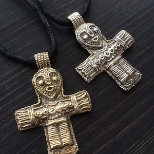Birka style Viking Christian Crucifix in gold, Sterling Silver