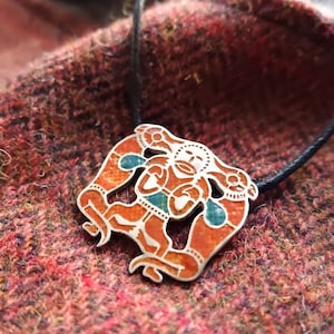 Anglo Saxon Pendant in Sterling Silver Enamel - Based on a Plaque from the Sutton Hoo Purse Lid