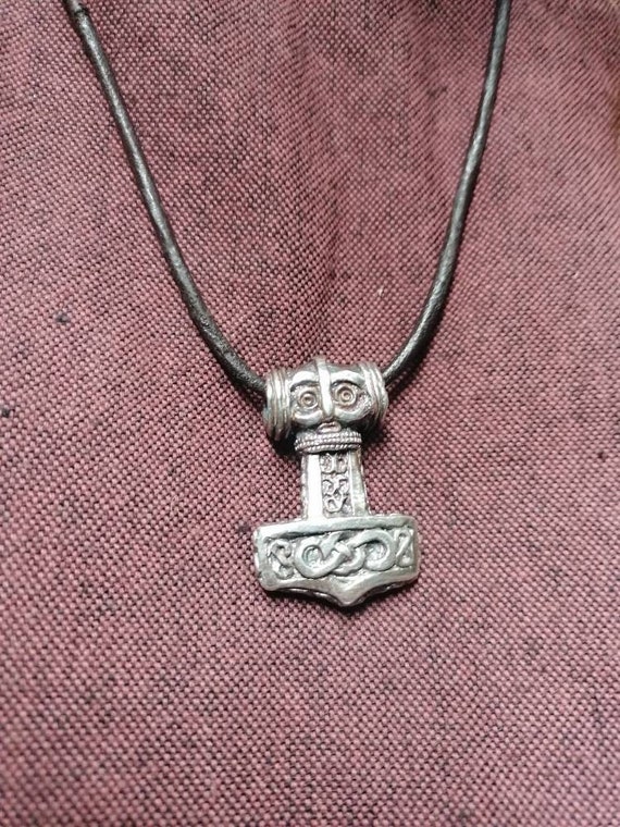 Small Bronze Interlace Thors Hammer Pendant - Viking Jewelry