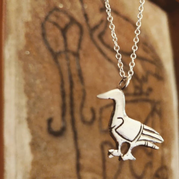 Tyrie Pictish Raven stone Pendant in Sterling Silver