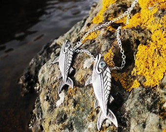 Pictish Mackarel pendant in sterling silver.