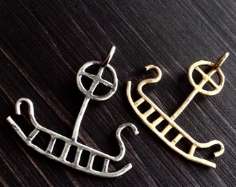 Petrolglyth Long Boat Pendant in Sterling Silver or Bronze