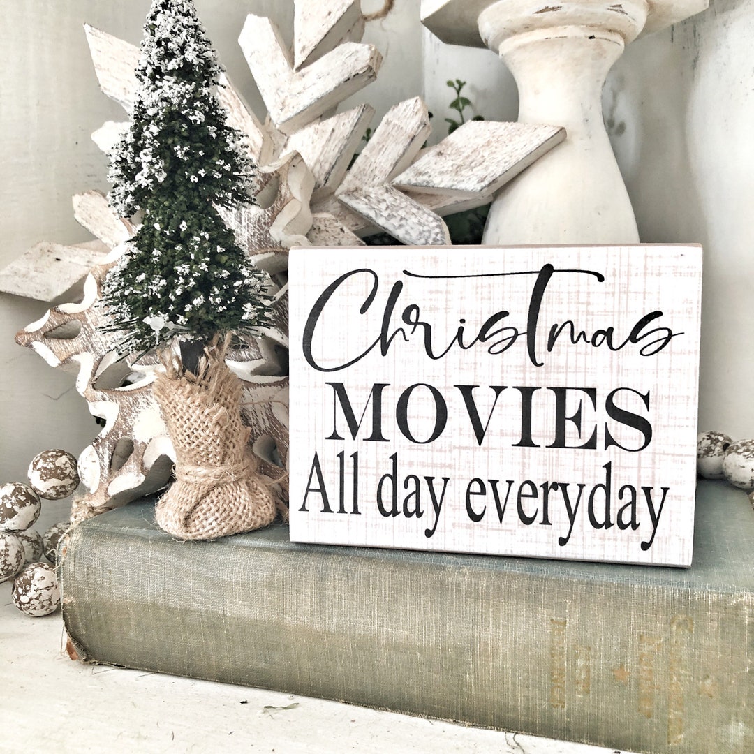 Christmas Movies Sign, Rustic Holiday Decor, Distressed Wood - Etsy