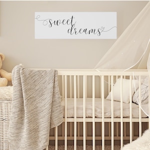 Sweet Dreams Nursery Decor, Canvas Sign, Baby Room Decor, Sweet Dreams Wall Hanging, Dream Themed Decor, Nursery Gift, Kids Room Decor