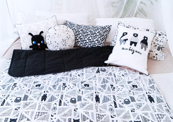 Black White Baby Quiltmodern Boys Blanketnordic Toddler Boy