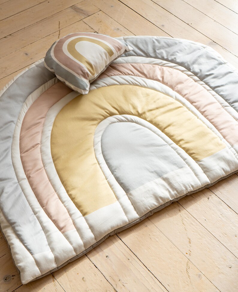 Rainbow Pastel Floor Mat Gender Neutral Nursery Mat Padded Etsy