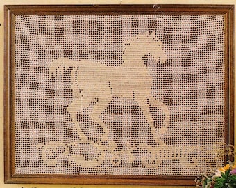 Crochet horse tutorial in German Wall hanging doily crochet graph PATTERN Placemat pillow case cover