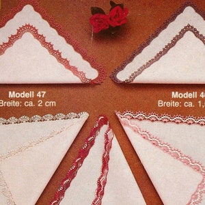 5 pcs Crochet lace trim pattern in German Handkerchief edging DIY lace border crochet graph pattern image 1