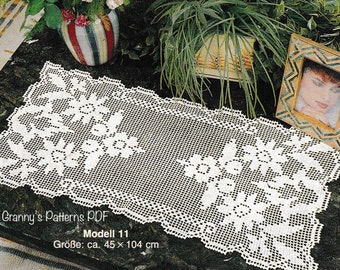 Flower table runner pattern Small rectangle tablecloth Lace doily crochet tutorial PDF