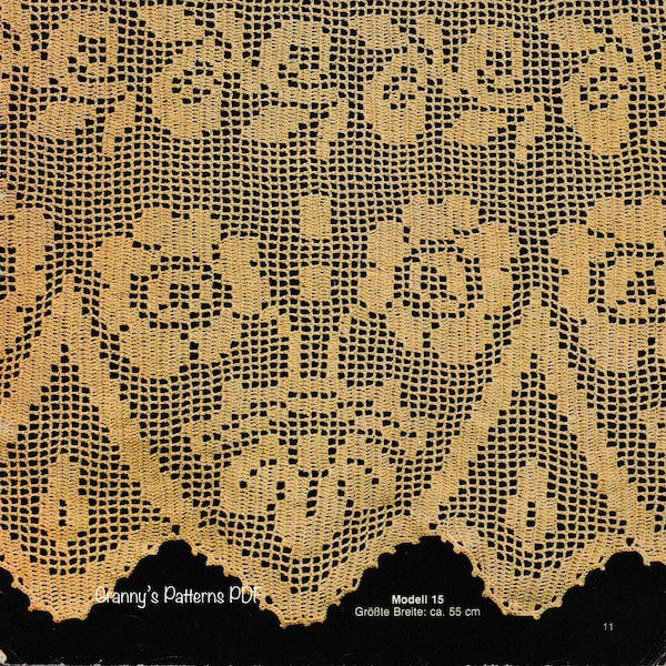 Crochet wall hanging pattern Crochet curtains pattern PDF flower lace edging pattern in German